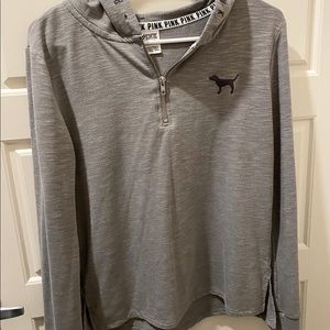 Heathered grey PINK VS half zip jacket